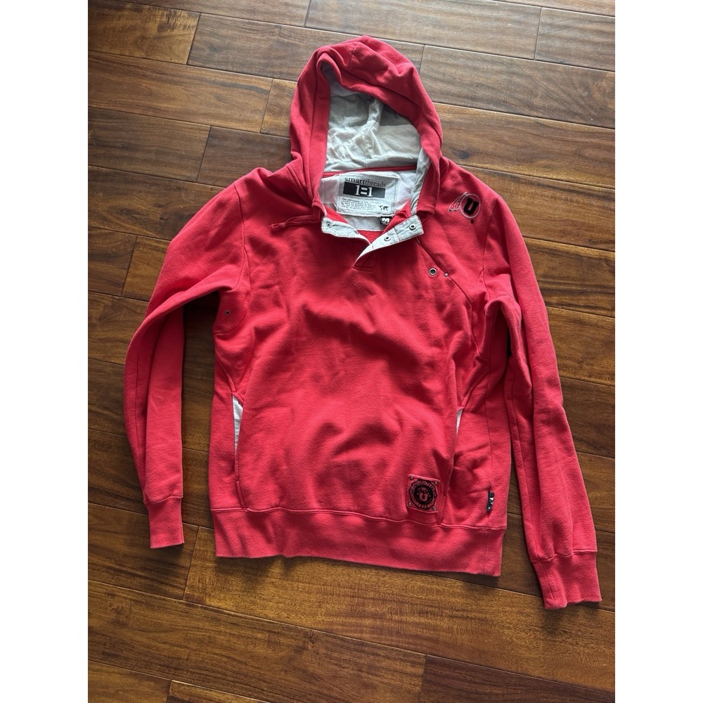 Smartthreads Red Button‎ Up Hoodie Mens Size Medium Casual Activewear